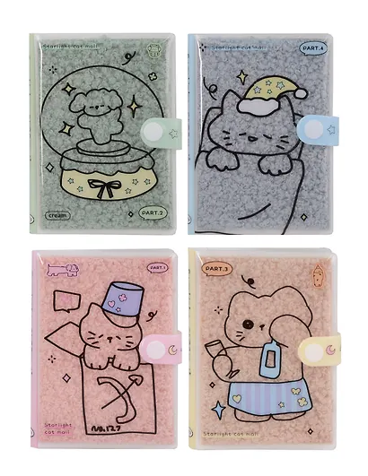 Записная книжка А7 96л нелин. "Сонные котики" мех, ПВХ-обл., ассорти - фото 1