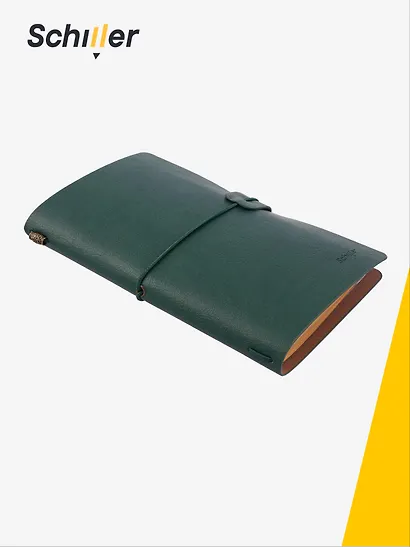 Записная книжка-органайзер А6+ лин/крафт, зеленая, кожзам, на резинке, Schiller - фото 2
