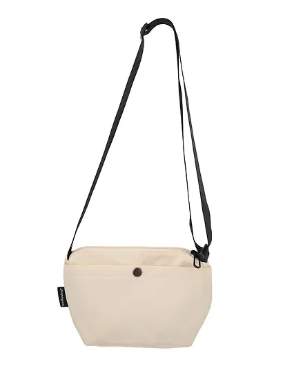 Сумка с кнопкой и карманами (бежевая) (25х15) (PU) (12-12721-202507- B2) - фото 1