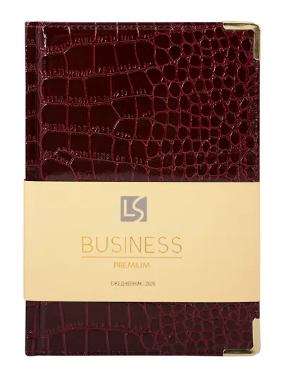 Ежедневник дат. 2026г. А5 176л "Business Premium. Grand croco" бордо, 7Б, иск.кожа, обл.поролон, тв.переплет, мет.уголки, тонир.блок, зол.торец, справ.мат-лы, 2 ляссе, инд.уп - фото 1