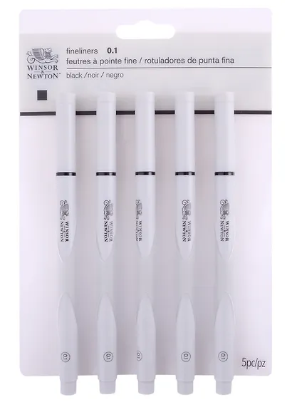 Ручки капиллярные-линеры 5шт 0,1мм, пласт.кор., Winsor&Newton - фото 1