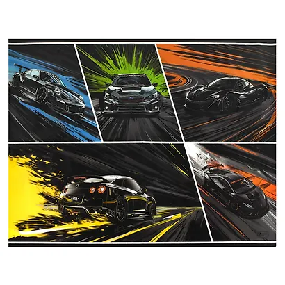 Клеенка для уроков труда "Неоновые тачки" 500*700мм, ПВХ 130мкм, подвес - фото 1