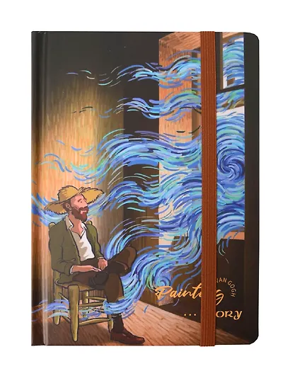 Книга для записей "Painting story" А5, 112 листов, твердая обложка, резинка, в ассортименте - фото 1