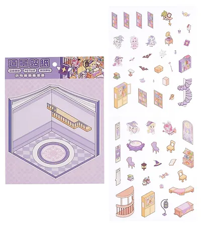 Набор наклеек с полем для создания миниатюрных сцен, размер 150х125 мм (+пинцет) - фото 3