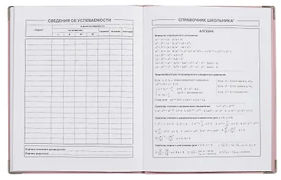 Дневник шк. "Розовый" кожзам, интегр.переплёт, тиснение фольгой, пантон, мет.уголки, одно ляссе, универс.шпаргалка - фото 7