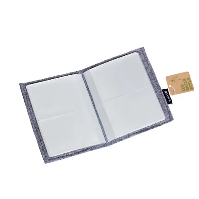 Визитница на 56 карточек "Felt" 11*14см, искусств.войлок, серая, инд.уп., LEJOYS - фото 5