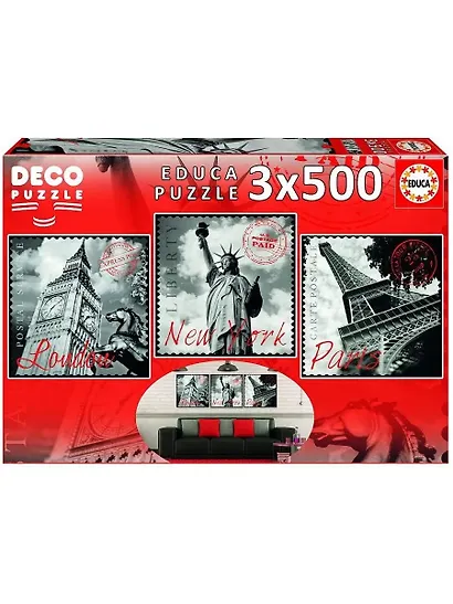Пазл Educa 3*500 эл. 40*40,5см. Большие города - фото 1