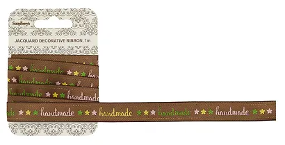 Лента жаккардовая, Handmade кофе, 15мм, 1м, SCB390703 - фото 2