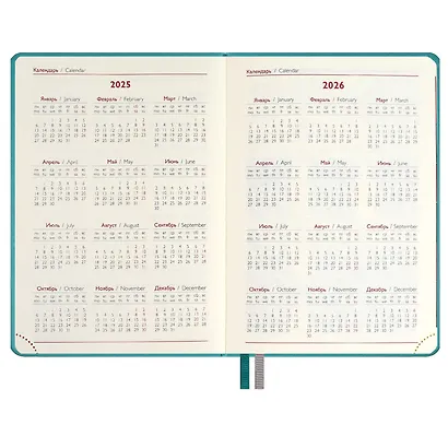 Ежедневник дат. 2025г. А6+ 176л 126х174 "Тиволи глосс" зеленый, кожзам, тв.переплет, блинт.тиснение, вырубка, офсет, ляссе - фото 7