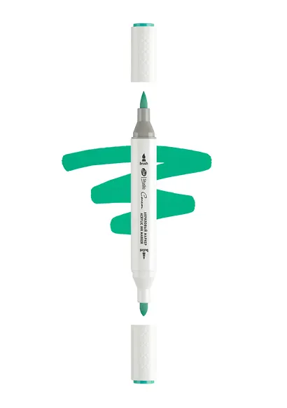 Маркер акриловый "Сонет" бирюзовый, двусторонний, перо кисть/пуля - фото 1