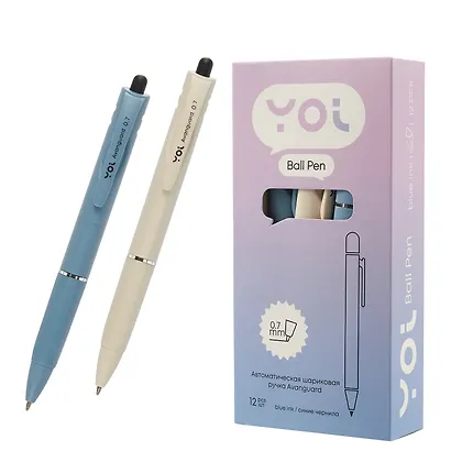Ручки шариковые автоматические синие 12 штук "Avanguard" 0,7 мм, в ассортименте, Yoi - фото 5