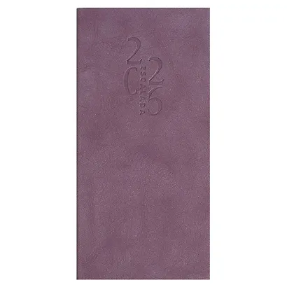 Еженедельник дат. 2026г. 64л 80х165 мм "Тиволи глосс" сиреневый, кожзам, мягк.переплет, блинт.тиснение, офсет, справ.мат-лы, инд.уп - фото 1