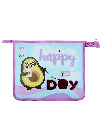 Папка для тетрадей А5 "СЧАСТЛИВЫЙ АВОКАДО" молния, пластик - фото 1