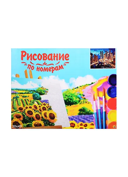 Набор д/творчества Рыжий кот Холст с красками 30х40см Огни ночного города Х-8095 - фото 2