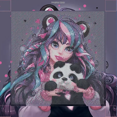 Алмазная мозаика "Денвушка с пандой" 30*30 см - фото 1