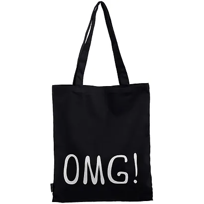 Сумка-шоппер OMG! черная, текстиль 40см.*32см. - фото 1