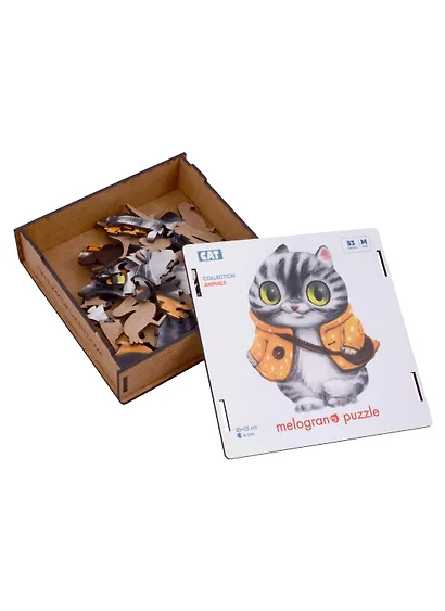 Деревянный пазл «Кот в курточке» элемент 4 см, Melograno Puzzle - фото 2