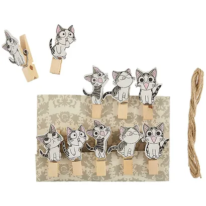 Прищепки декоративные с веревкой 10 шт. Котята веселые 2 - фото 2