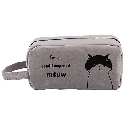 Косметичка на молнии Коты с надписями (ткань) (18х9,5) (ПВХ бокс) (12-22716-maomi) - фото 3