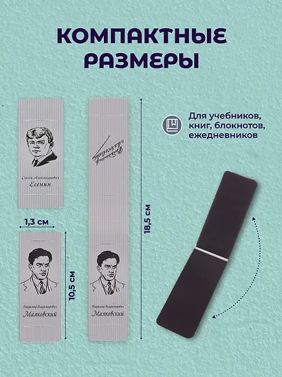Набор чехол для карточек и магнитные закладки «Писатели. Серебряная коллекция» - фото 4