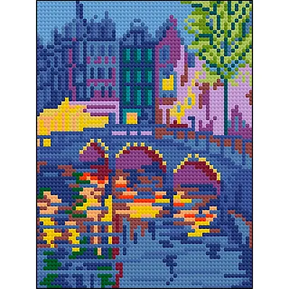 Алмазная мозаика (классическая) с подрамником, с полным заполнением "Сумерки Амстердама", 17 х 22 см - фото 2