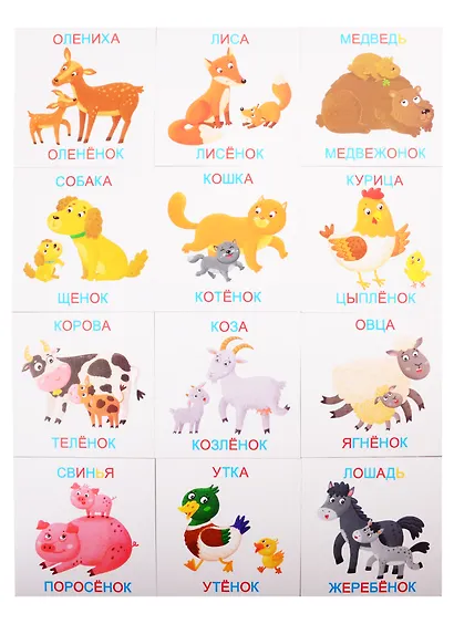 Развивающие карточки на запоминание "Мамы и детки" - фото 2