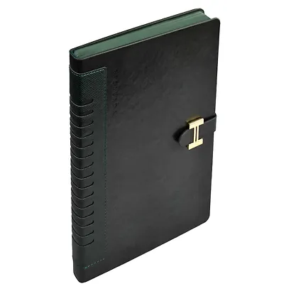 Ежедневник недат. А5+ 160л 175x245 "Сариф экстра" зеленый, иск.кожа, мягкий переплет, офсет, ляссе, подар.карт.коробка с ПВХ-крышкой - фото 3