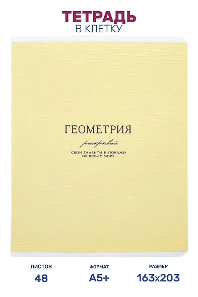 Тетрадь предметная "Геометрия", 48 листов в клетку серии "Dreamy", со справочным материалом, на скрепке, Be Smart - фото 1