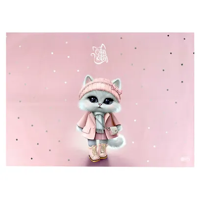 Клеенка для уроков труда "Кошечка в пальто" 500*700мм, ПВХ 130мкм, подвес - фото 1