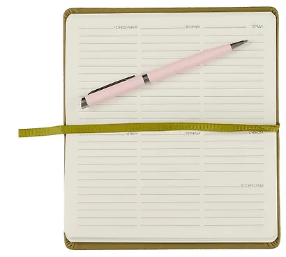 Планинг недат. 64л "Joy Book" оливковый, карманный, иск.кожа 7Б, скругл.углы, тонир.блок, резинка, офсет, ляссе - фото 4