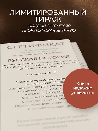 Русская история К.Н. Бестужева-Рюмина. Книга в коллекционном кожаном инкрустированном переплете ручной работы с окрашенным и золочёным обрезом - фото 7
