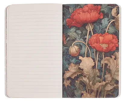 Книга для записей 130*210 32л "FLORA DESIGN. Inspired by William Morris (белые и розовые цветы)" скрепка - фото 7