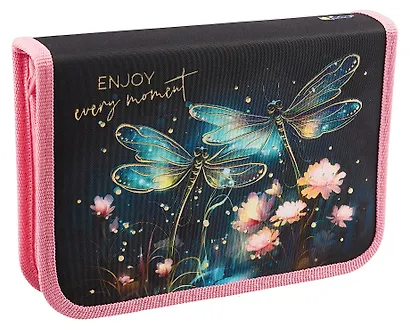 Пенал 1 отделение "Стрекозы" 20*14 см, молния - фото 2