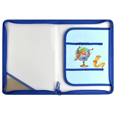 Папка для труда А4 "ГЛОБУС" 32,8*22,8см, пластиковая, молния с 3х сторон, внутр.блок для канц.принадлежностей - фото 5