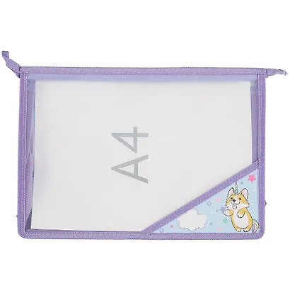 Папка для труда А4 "Игривые корги" 33*23см пластик, молния, внутр.блок для канц.принадлежностей - фото 2