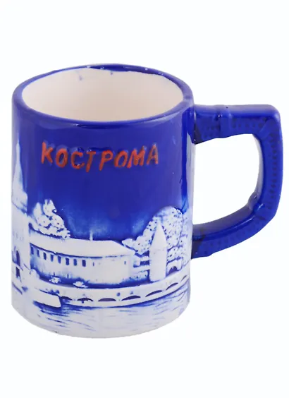 Кружка Кострома цв.синий (фарфор)(300мл) - фото 1