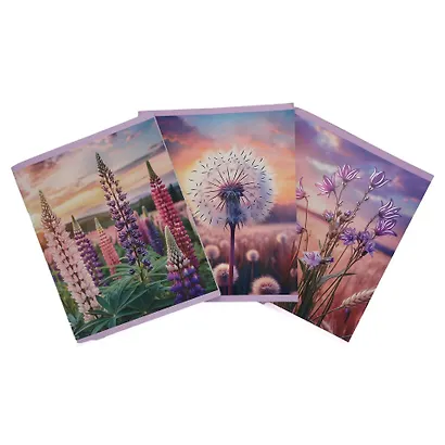 Тетрадь 96л кл. "Цветочное поле" мел.картон, тиснение фольгой "Серебро", офсет 60г/м2, ассорти - фото 3