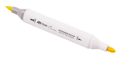 Маркер акриловый "Сонет" жёлтый, двусторонний, перо кисть/пуля - фото 4