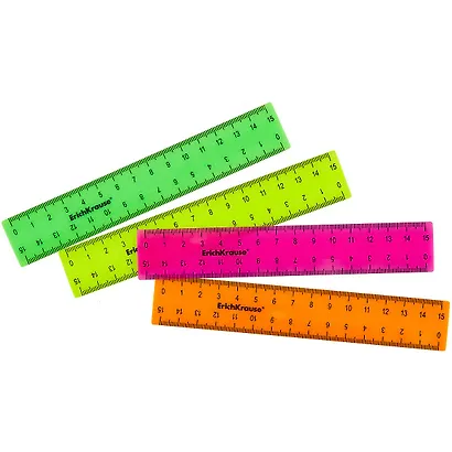 Линейки 04шт "Neon Solid" 15см (роз., оранж., желт., зелен.) zip-пак., ERICH KRAUSE - фото 2