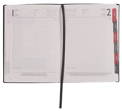 Ежедневник дат. 2026г. А6+ 176л "Тиволи глосс" черный, кожзам, тв.переплет, блинт.тиснение, офсет, справ.мат-лы, вырубка, закругл.углы, 2 ляссе, инд.уп - фото 6