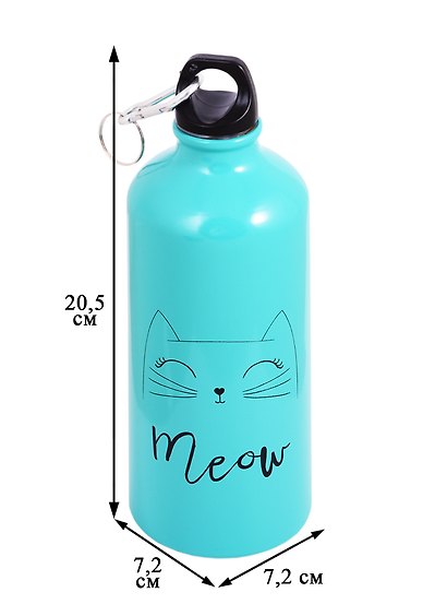 Бутылка с карабином Котик Meow (металл) (600мл) (12-16107-A600-A1) - фото 2