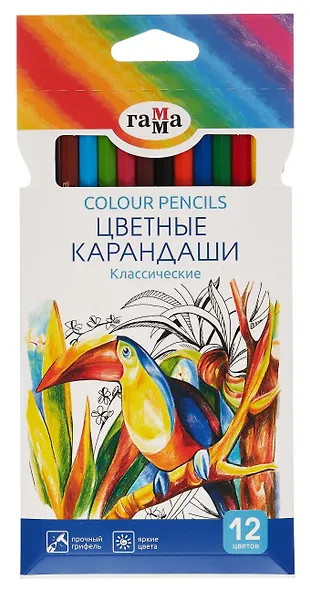 Карандаши цветные «Классические», ГАММА, 12 цветов - фото 1