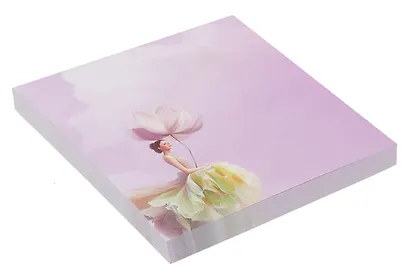 Блок бумаги 90*90 самоклеящийся 100 листов, "Девушка с цветком" - фото 2