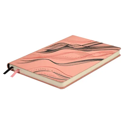 Ежедневник недат. А5 120л "Виннер" персиково-розовый, иск.кожа, мягкий переплет, блинт.тиснение, шелкография, офсет, ляссе - фото 2