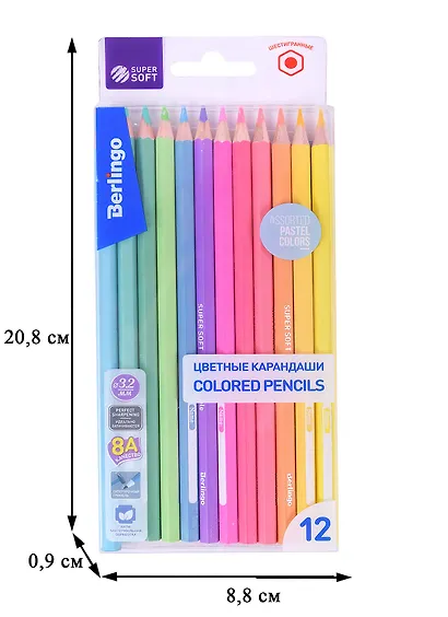Карандаши цветные Berlingo, "SuperSoft. Pastel", 12 цветов - фото 5