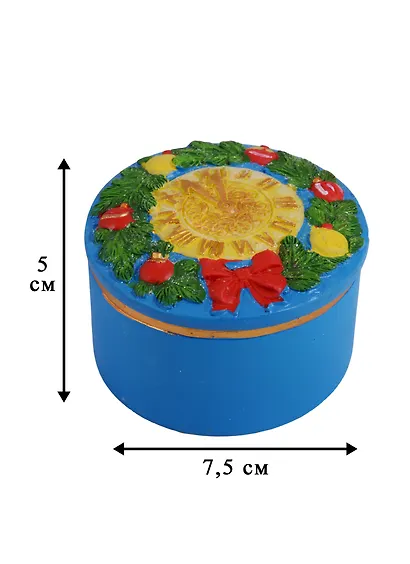 Шкатулка декоративная Часы и ель (7,5x7,5x5) - фото 4