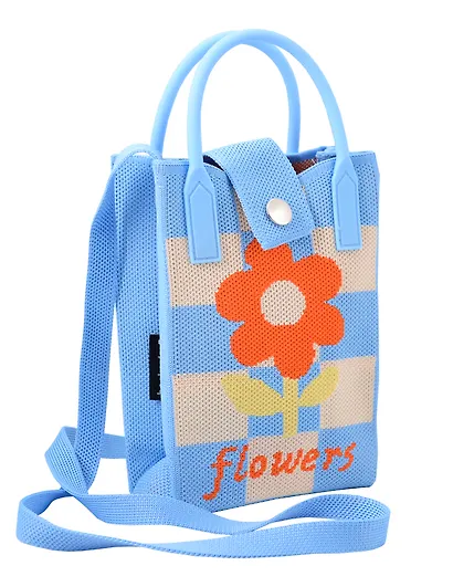 Сумочка вязаная с застежкой Цветочек (клетка) (12х18х6) (текстиль) (12-Yiheng-0611) - фото 1