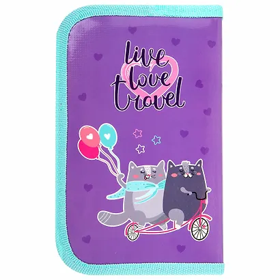 Пенал 1 отделение "Bike cats" 19*11 см - фото 2