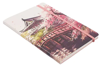 Книга для записей А5 80л лин. "Sakura. Karahafu" кожзам, с резинкой, тиснение фольгой - фото 2