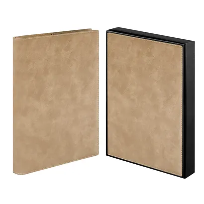 Ежедневник недат. А5+ 160л "Фланстер" бежевый, мягк.переплёт, иск.кожа, ляссе, подар.карт.коробка с ПВХ-крышкой - фото 1